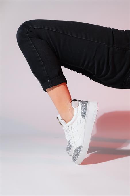 223-1502-2-BEYAZ CAM KIRIGIHOUSTON Beyaz Cam Kırığı Kadın Spor Sneaker