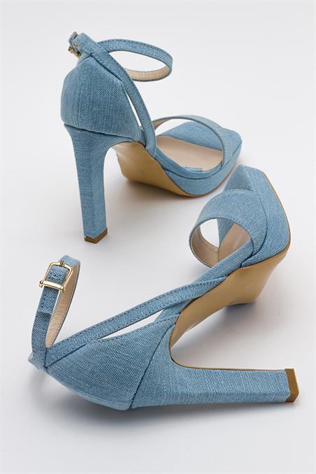 79-300-7-KOT MAVIMERSİA Kot Mavi Kadın Topuklu Ayakkabı