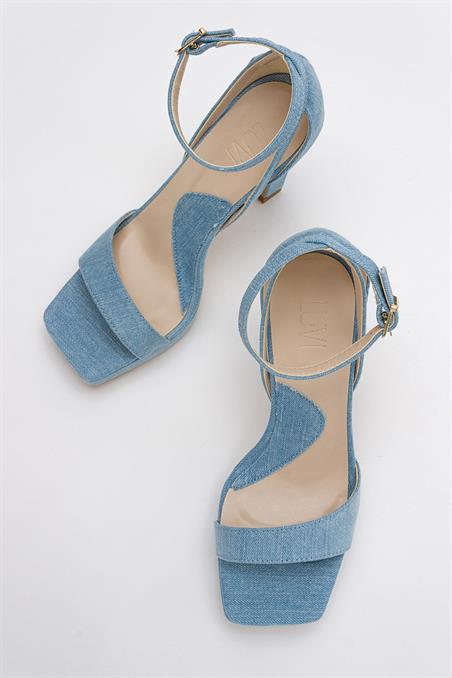 79-300-7-KOT MAVIMERSİA Kot Mavi Kadın Topuklu Ayakkabı