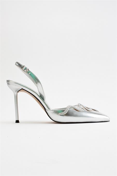 225-5160-4-GUMUSMOLPO Gümüş Kadın Topuklu Ayakkabı