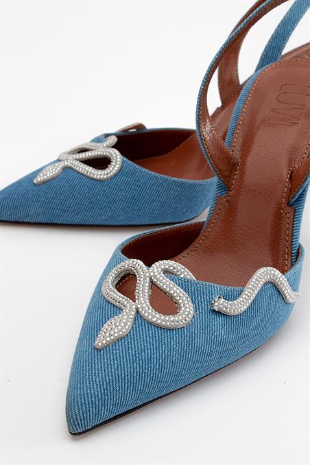 225-5160-1-KOT MAVIMOLPO Kot Mavi Kadın Topuklu Ayakkabı