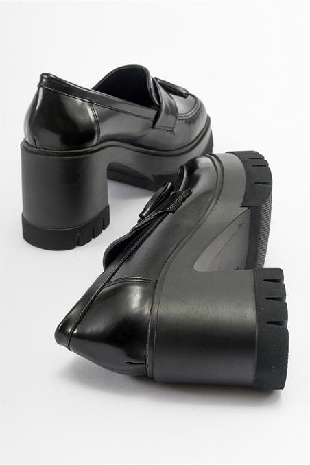 16-509-1-SIYAH MAT RUGANODESA Siyah Mat Rugan Kadın Topuklu Ayakkabı