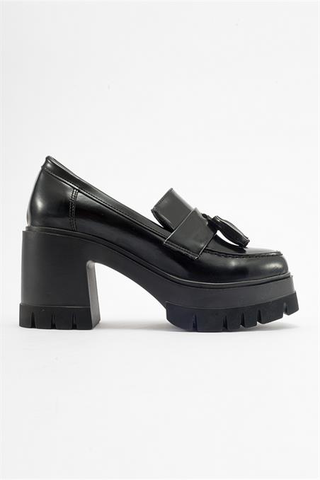 16-509-1-SIYAH MAT RUGANODESA Siyah Mat Rugan Kadın Topuklu Ayakkabı