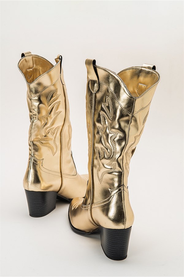 68-123-11-METALIK ALTINRODDY Metalik Altın Kadın Çizme
