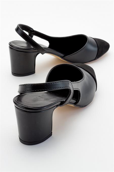 59-S3-10-SIYAH/SIYAH SUETS3 Siyah-Siyah Süet Kadın Topuklu Ayakkabı