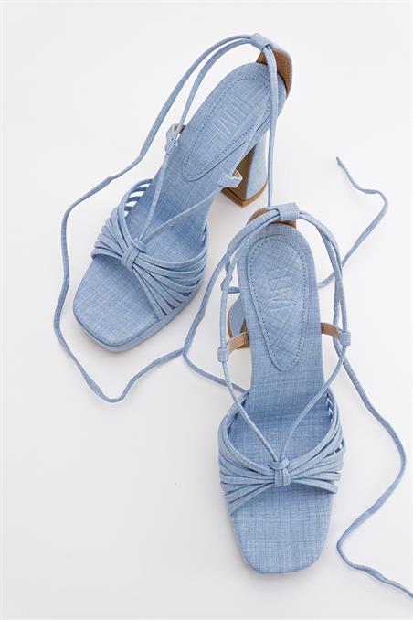 130-2060-1-KOT MAVISALSA Kot Mavi Kadın Topuklu Ayakkabı