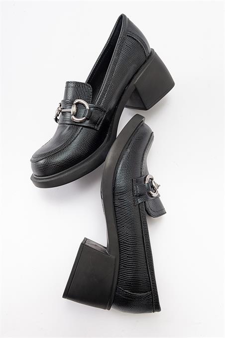 124-7116-16-SIYAH DESENLISONO Siyah Desenli Kadın Ayakkabı