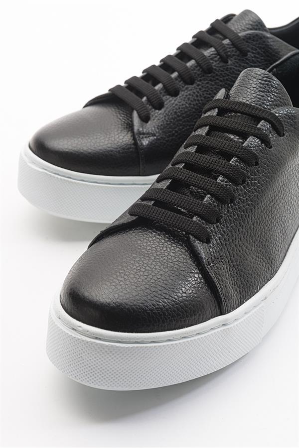 5-2244-3-SIYAH/BEYAZ CILTVUNO Siyah Beyaz Cilt Deri Kadın Sneakers