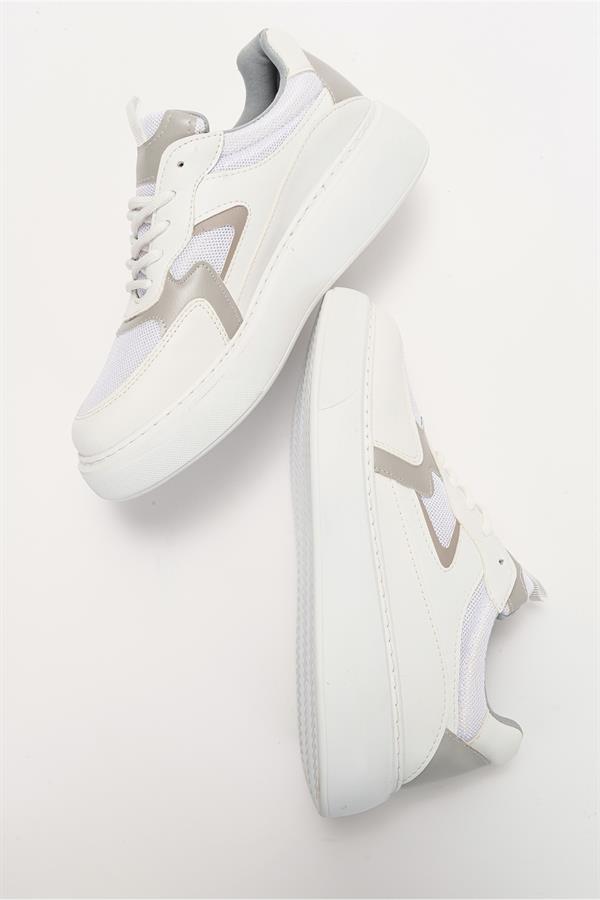 17-705-4-BEYAZ/GRIAERE Beyaz Gri Kadın Spor Ayakkabı