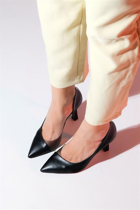 101-653-2653 Siyah Cilt Topuklu  Kadın Ayakkabı