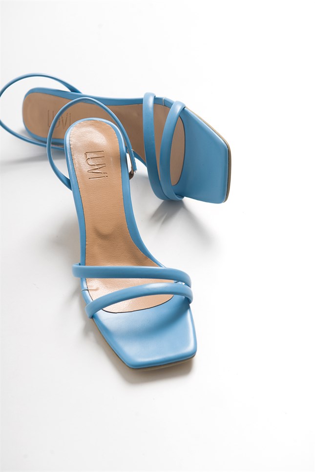 59-1881-61881 Mavi Cilt Kadın Topuklu Sandalet