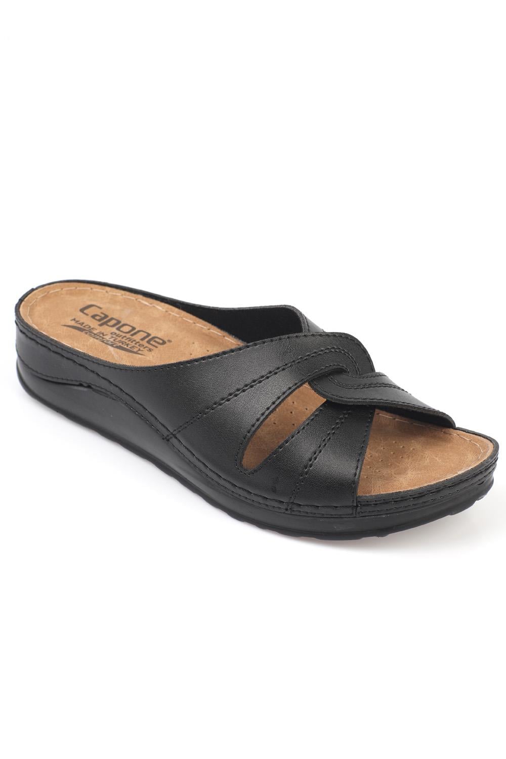 Capone 107090 Women Black Slingback Comfort Anatomical Sandals