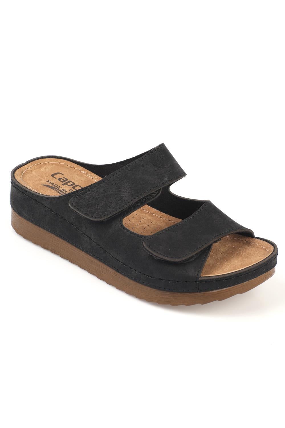 Capone 107090 Women Black Slingback Comfort Anatomical Sandals