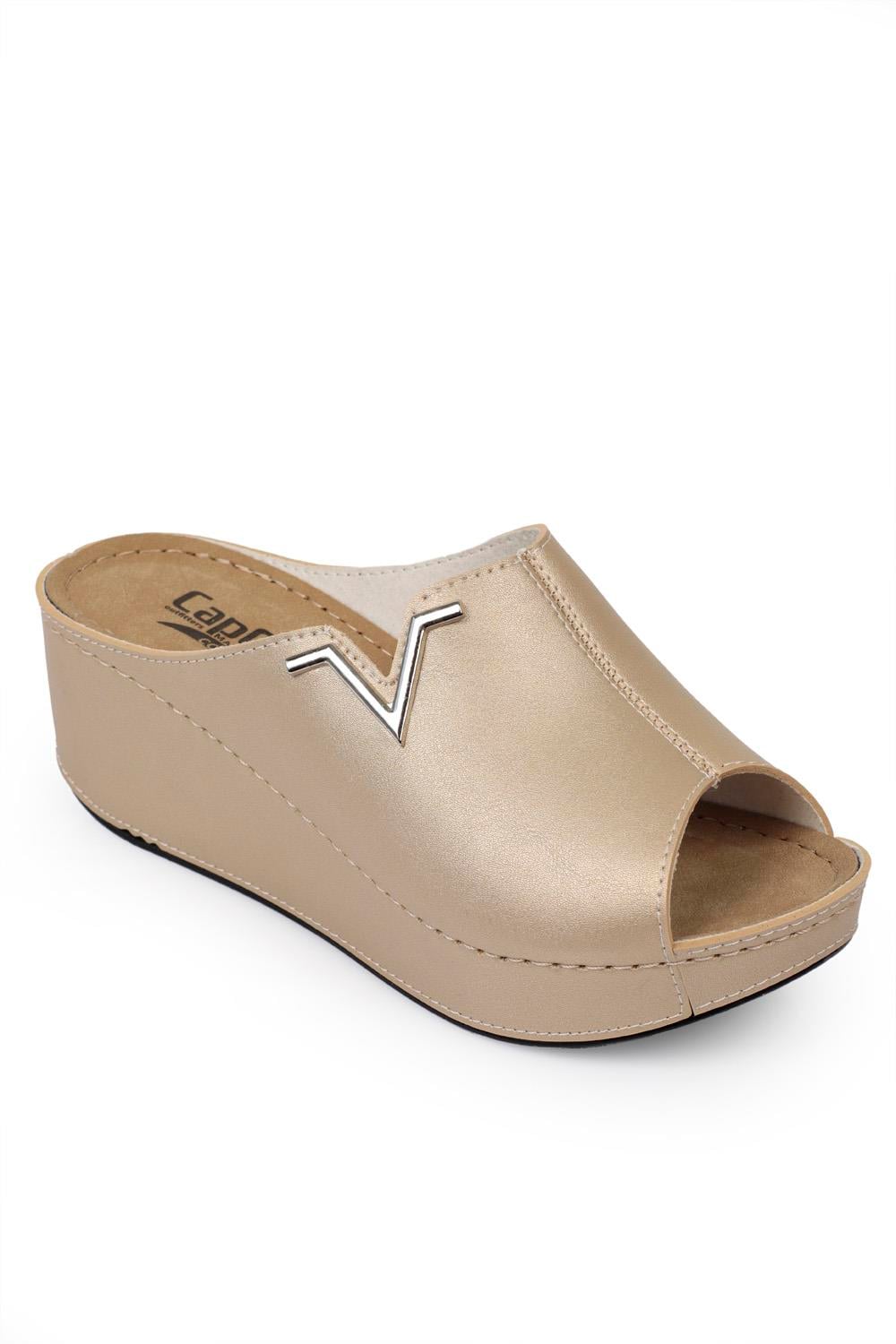Capone 6145 Women Gold Platform V Clip Accessory Sandals