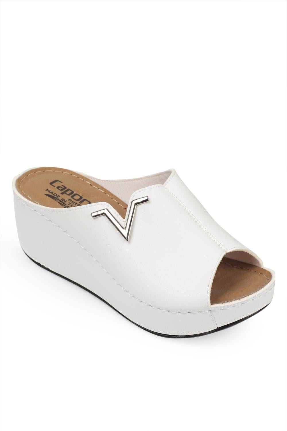 Capone 6145 Women White Platform V Clip Accessory Sandals