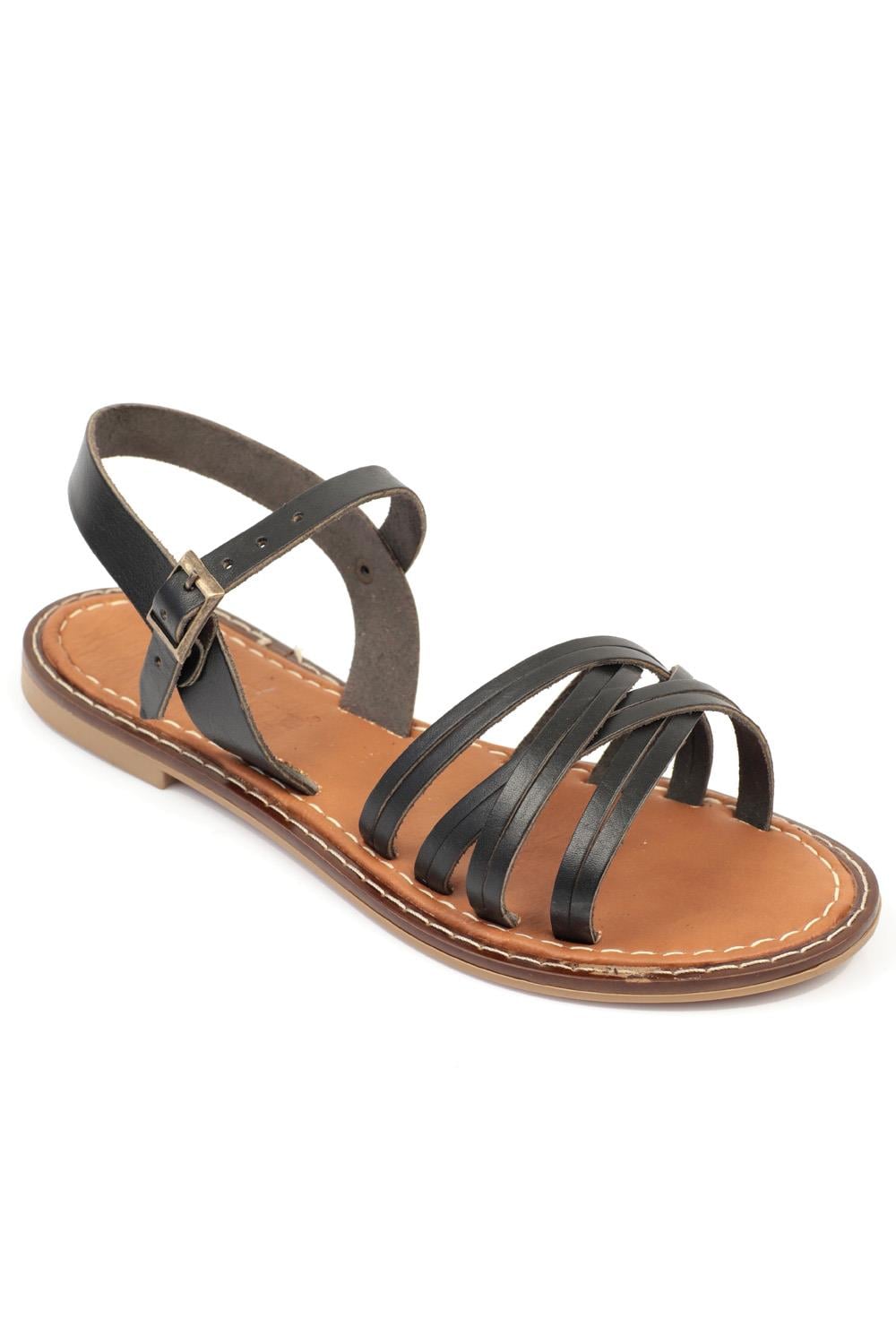 Capone 830 Genuine Leather Women Black Slingback Sandals