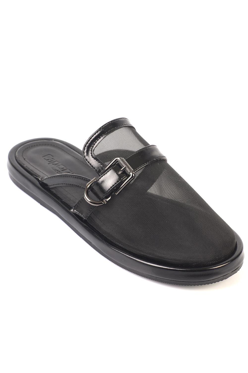 Capone Bobbie Mesh Flat Heel Women Black Clog Sandal