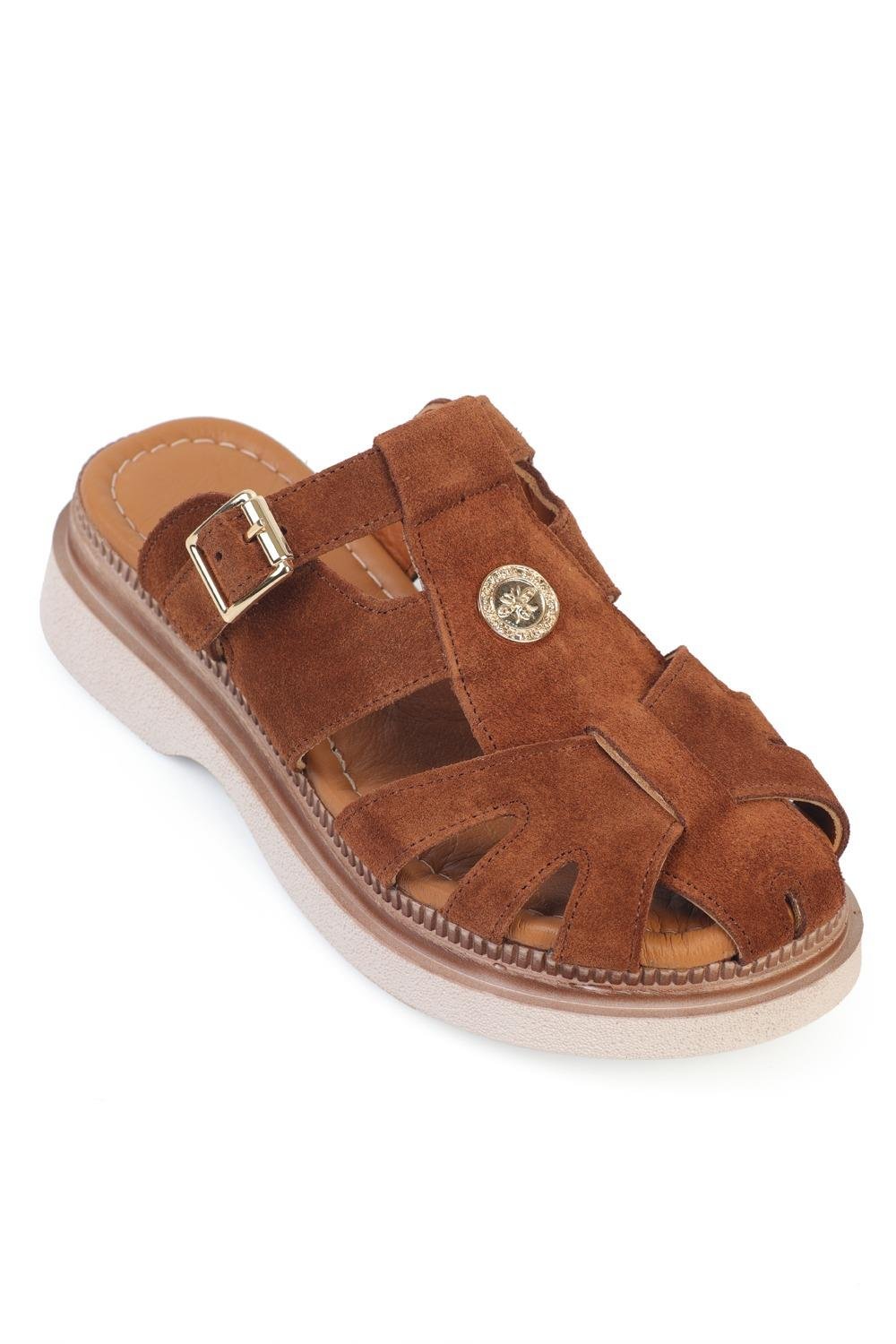 Capone Cher Genuine Suede Gladiator Wedge Heel Women Tan Sandal