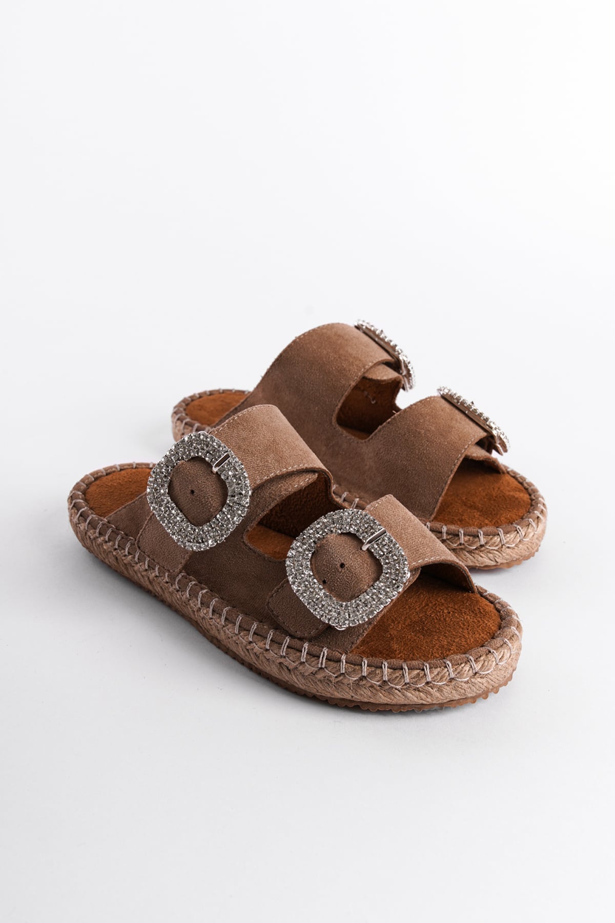 Capone Crystal Embellished Women Mink Espadrille Slippers