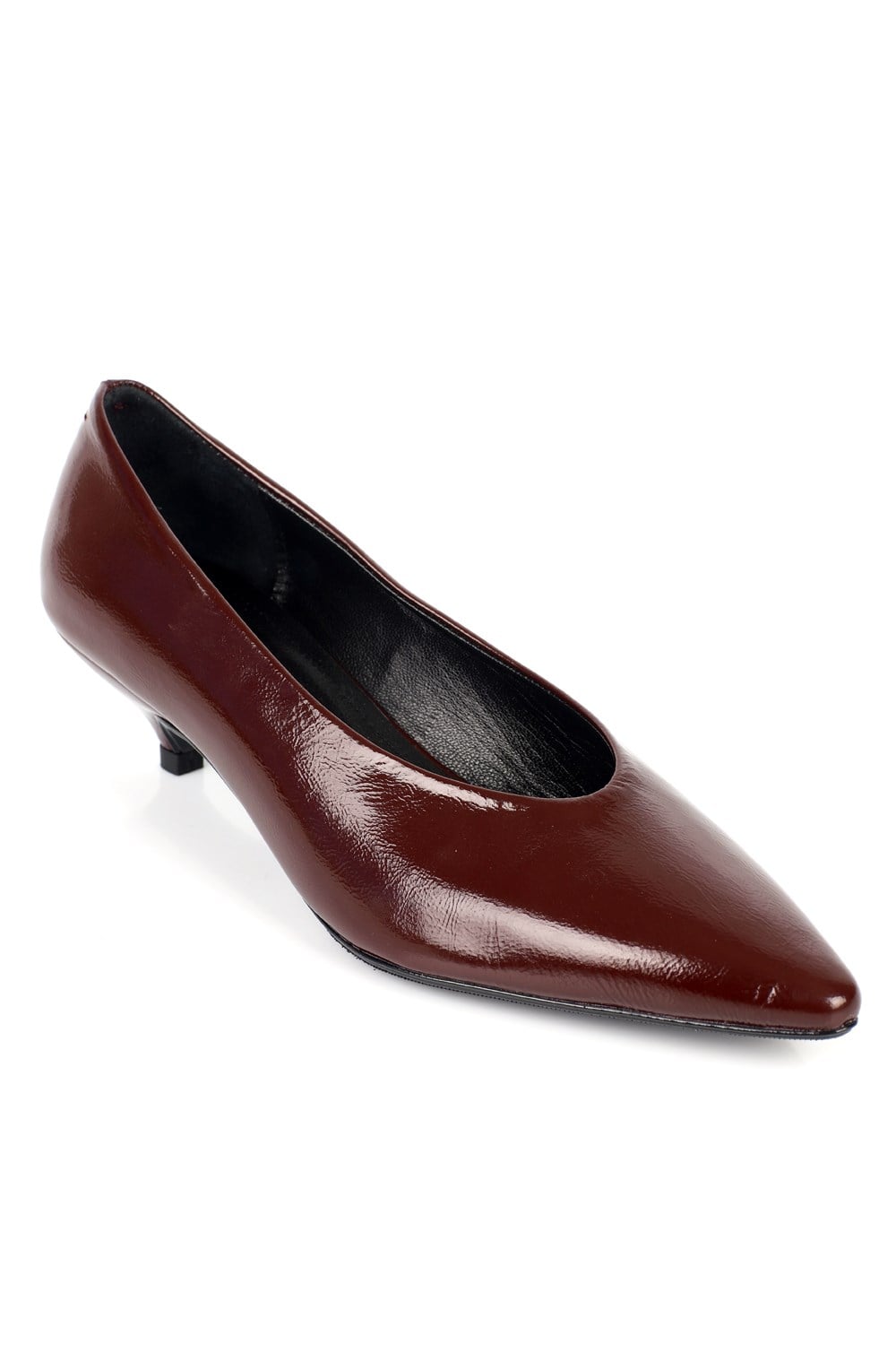 Capone Elwina Genuine Leather Pointed Toe Low Heel Women Burgundy Stiletto