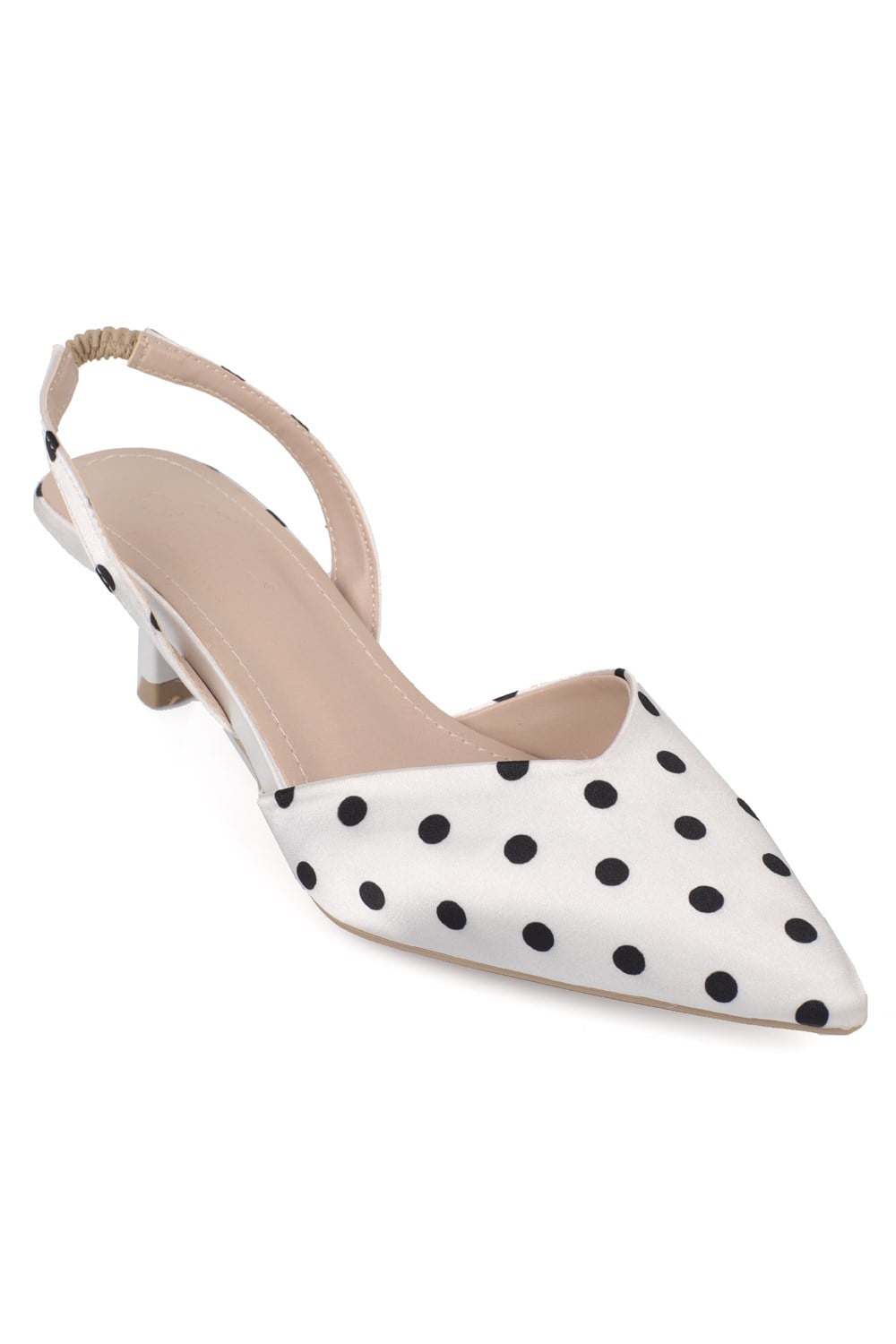 Capone Esmerelda Pointed Toe Slingback Mid Heel Women White Shoe