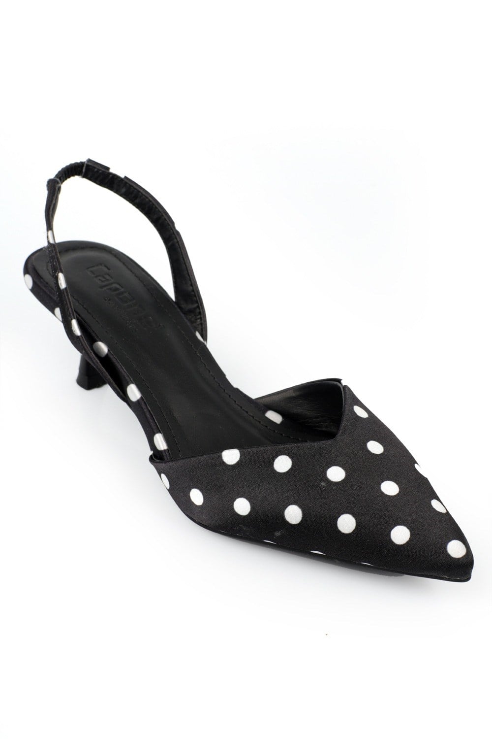 Capone Esmerelda Pointed Toe Slingback Mid Heel Women Black Shoe