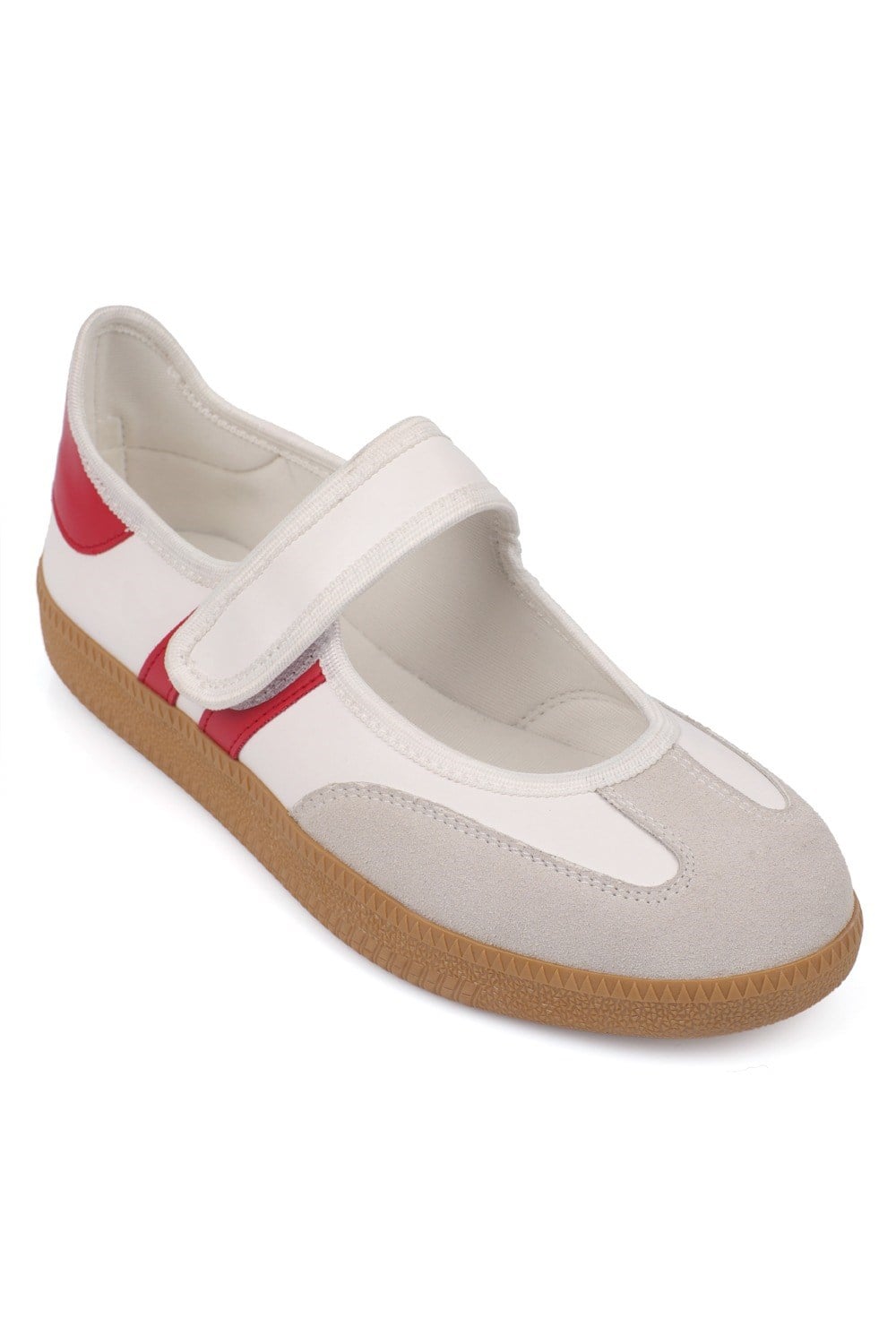Capone Fianna Adjustable Strap Women White Red Ballet Flat