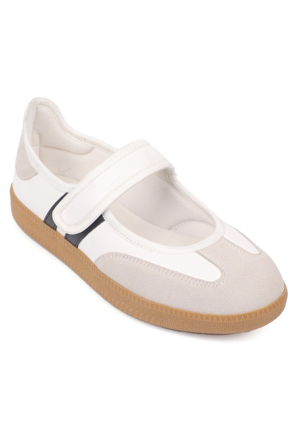 Capone Fianna Adjustable Strap Women White Black Ballet Flat