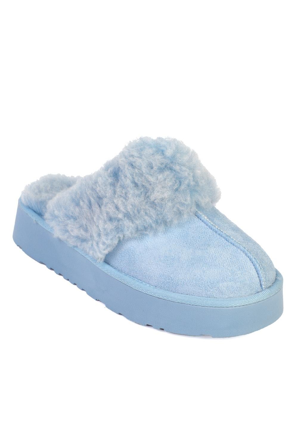 Capone Furry Closed Toe Women Suede Blue Slippers