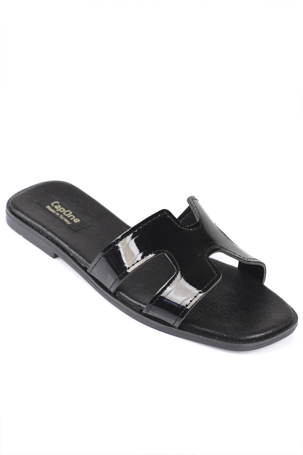 Capone Halsey Women Black Slide Flat Sandals
