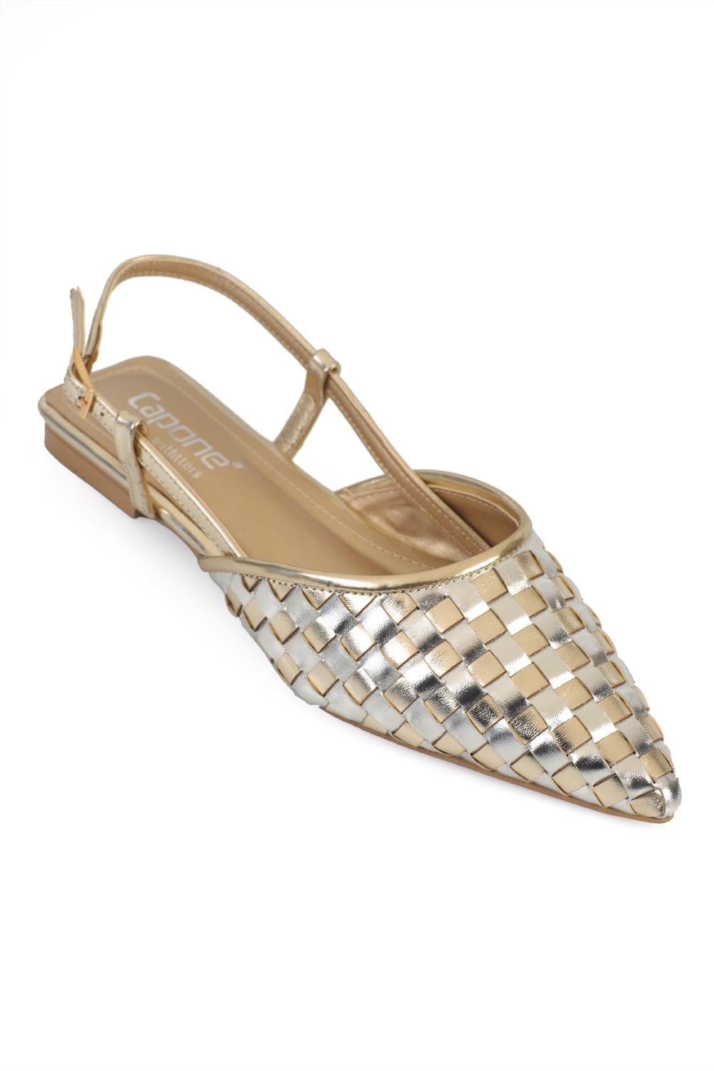 Capone Kay Pointed Toe Suede Look Woven Slingback Women  Ballet Flat