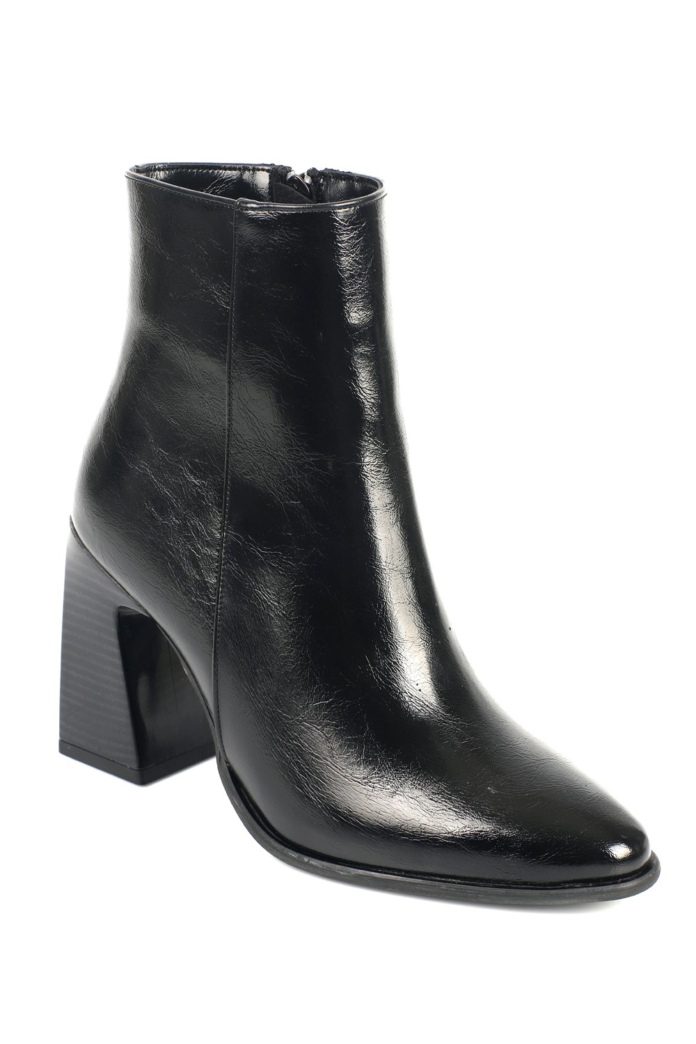 Capone Lenka Stretch Side Zip Pointed Toe Heeled Women Black Ankle Boot