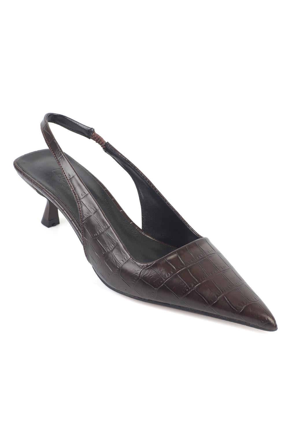 Capone  Lynett Pointed Toe Mid Heel Square Back Slingback Women Brown Shoe