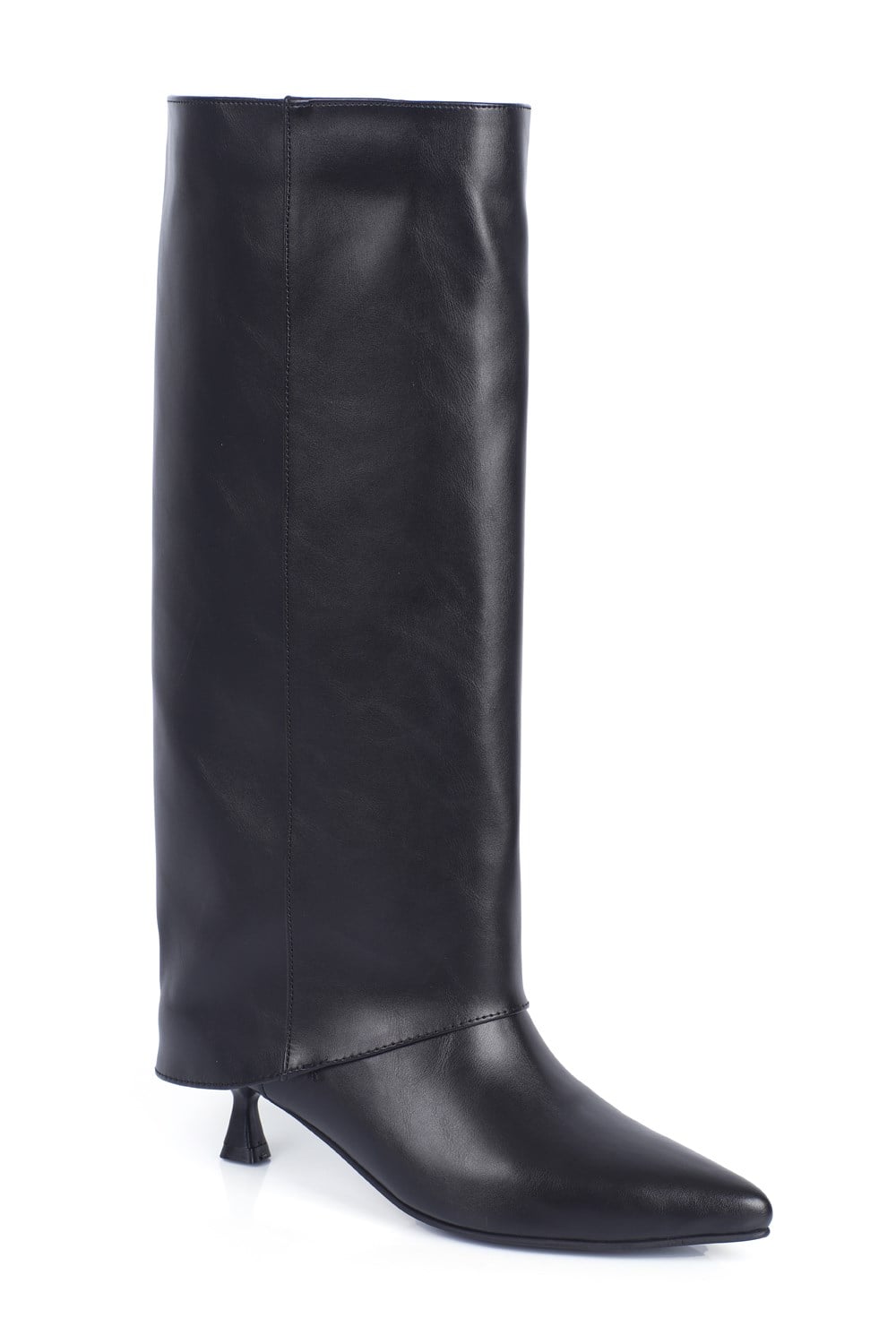 Capone Lynnet Pointed Toe Fold-Over Cuff Women Black Boot