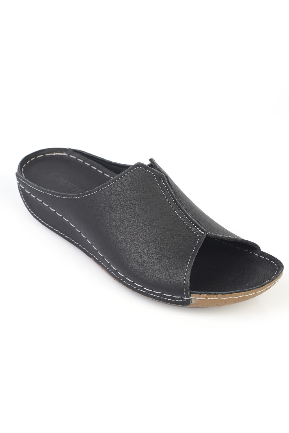 Capone Marielle Genuine Leather Soft Comfort Women Black Sandal