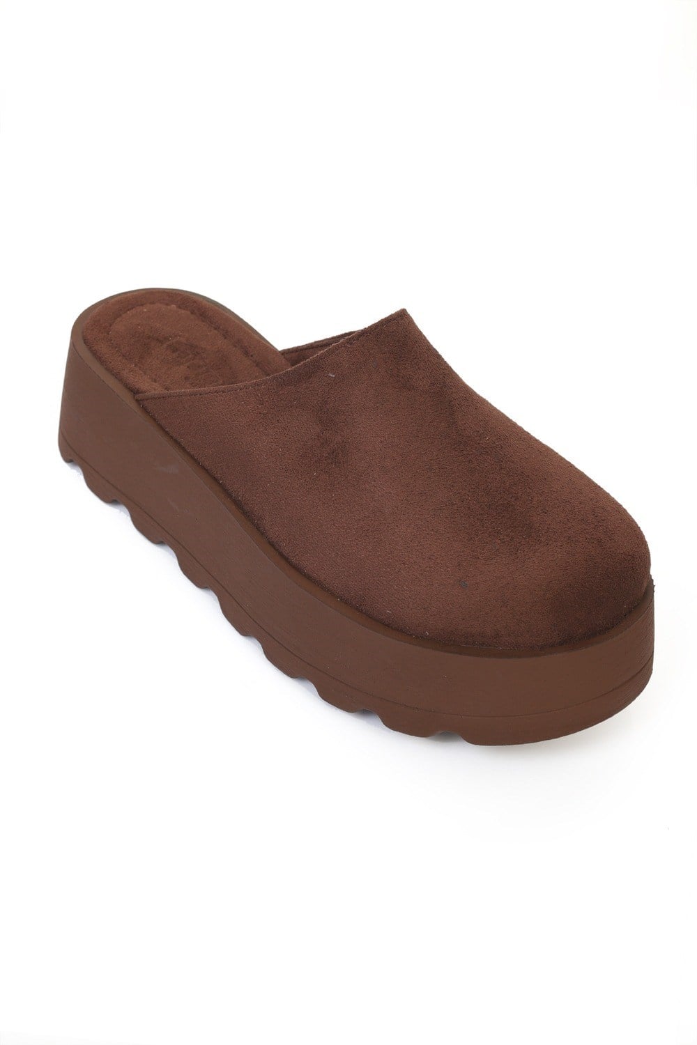 Capone Marlyn Faux Fur Suede Look Women Sued Brown Clog