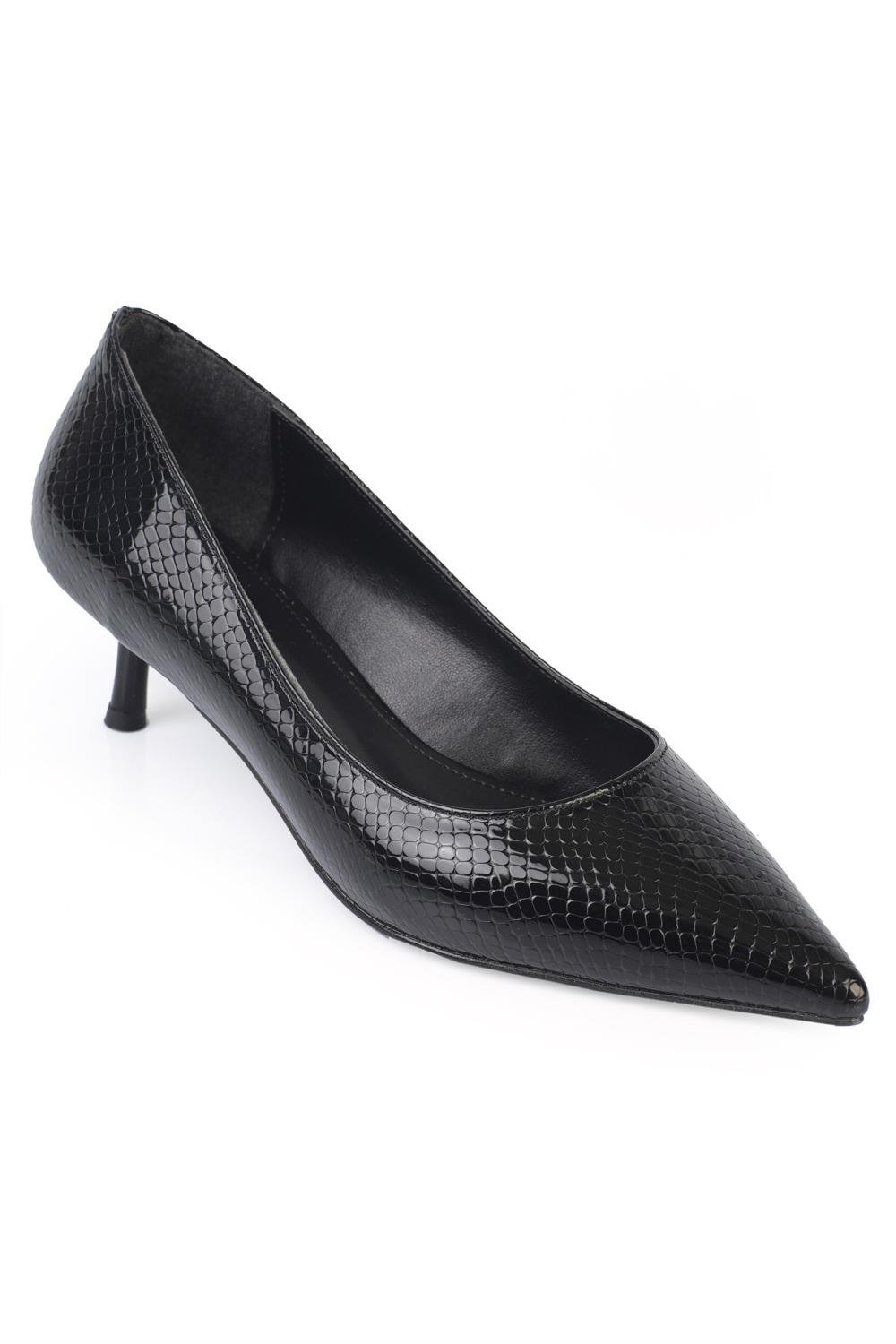 Capone Mid-Heeled Women Metallic Black Stiletto