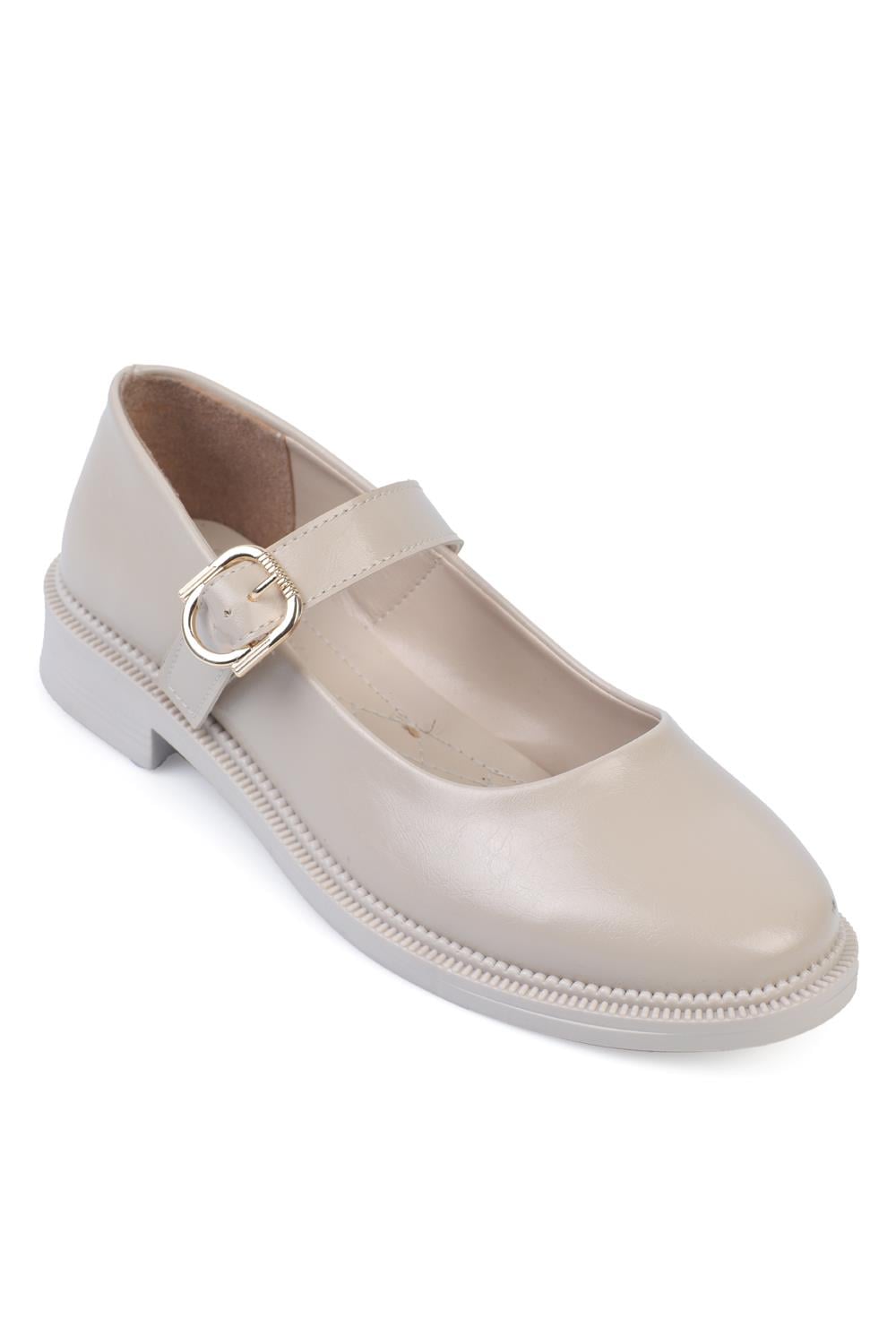 Capone MJ Side Buckle Women Beige Shoes