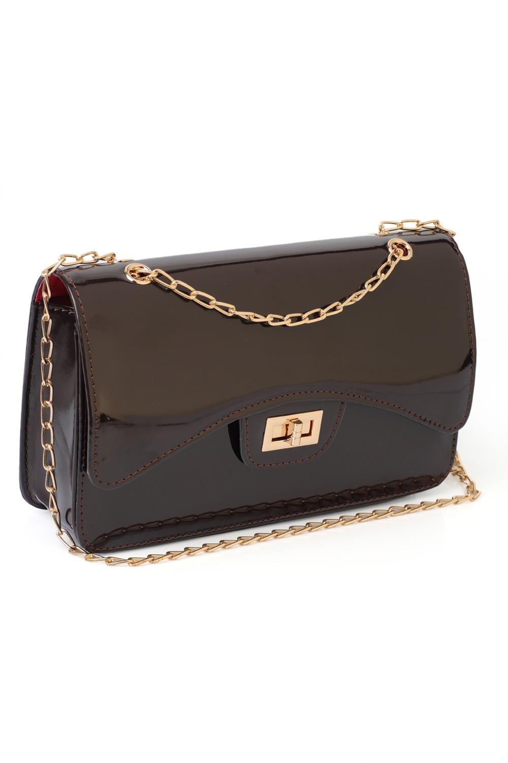 Capone Parma Houndstooth Pattern Women Brown Shoulder Bag