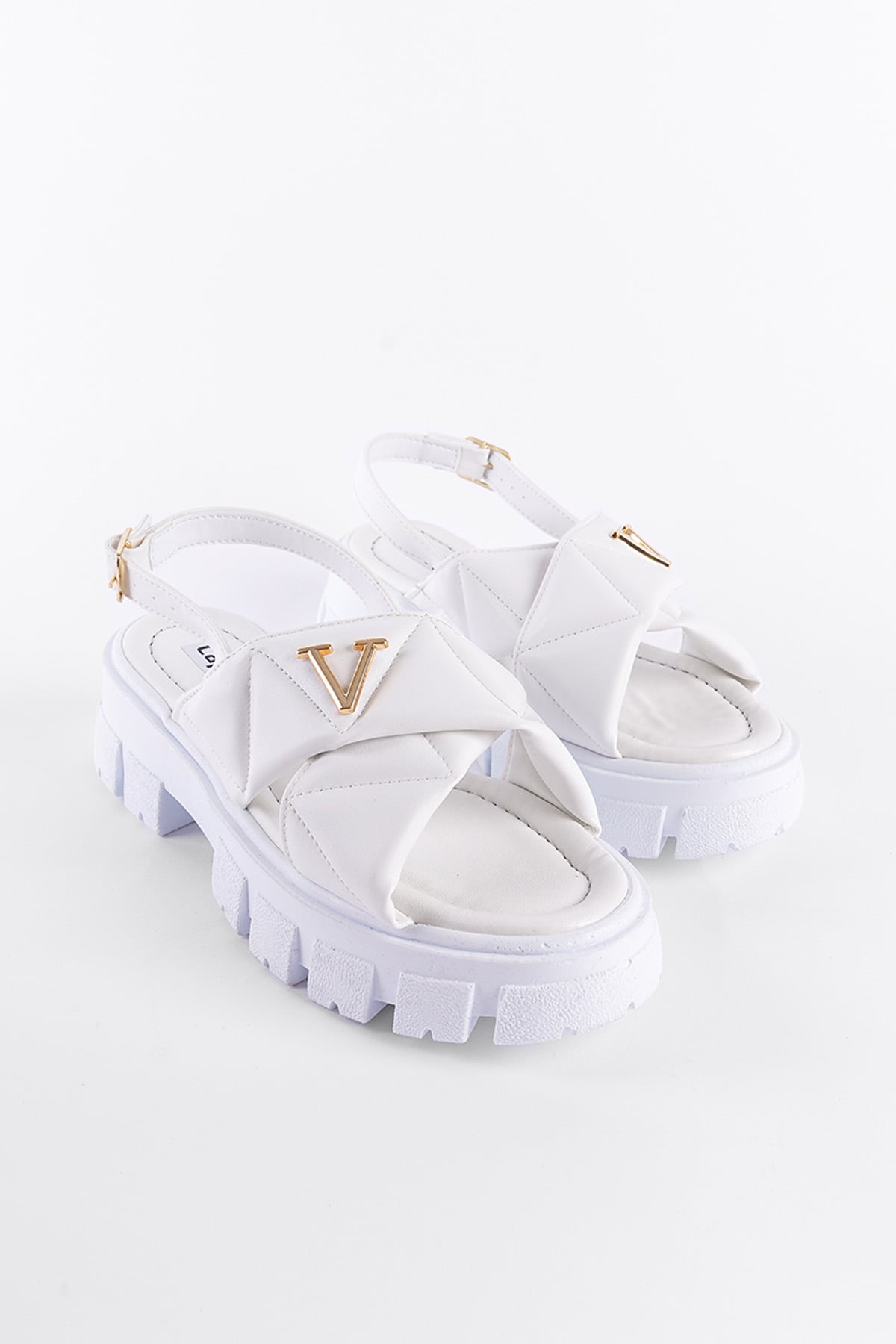 Capone Thick Sole Ankle Band Comfort Sole Women White's Sandals