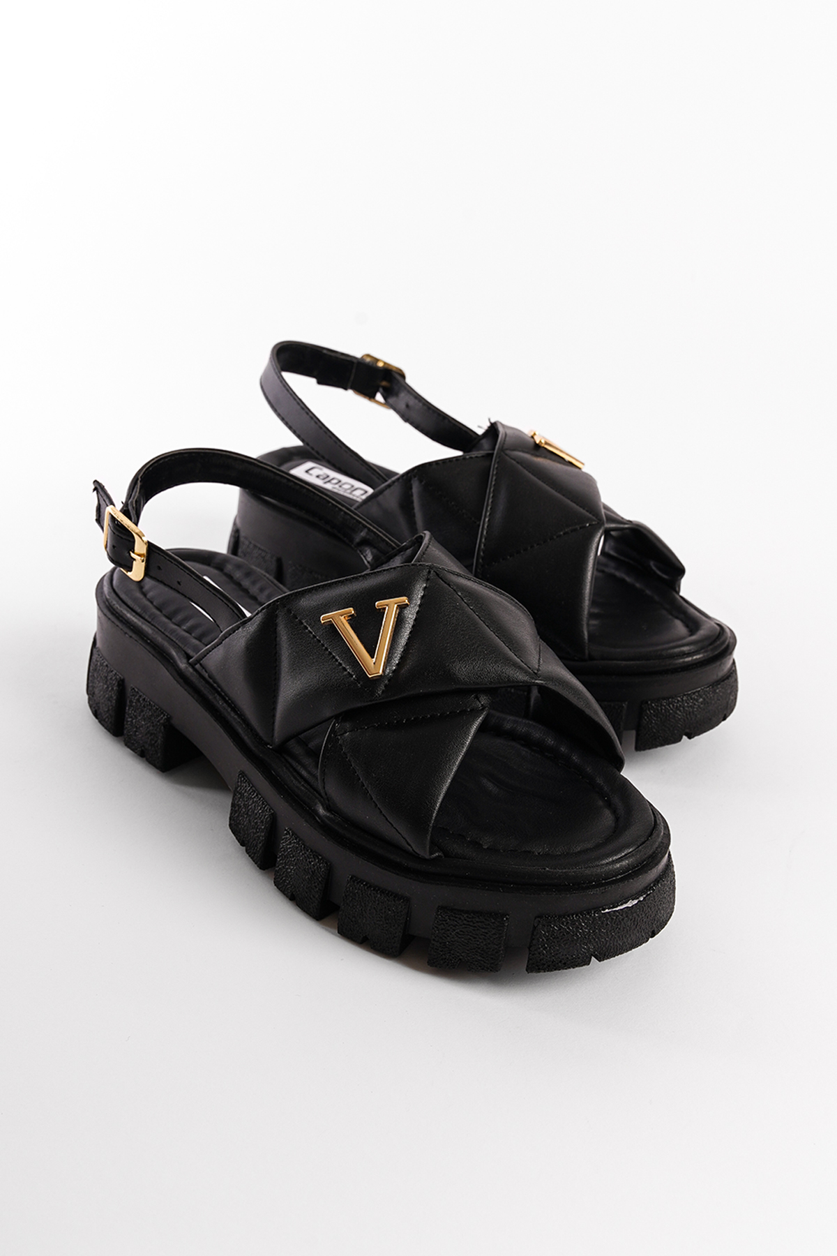 Capone Thick Sole Ankle Band Comfort Sole Women Black's Sandals