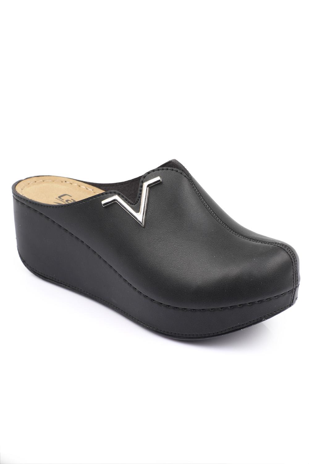Capone Z6188 Women Black Platform V Clip Accessory Clog Sandals