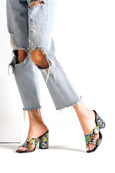 Capone Loria 015 Block Heel Blunt Toe Women Multicolored Sandals image 6