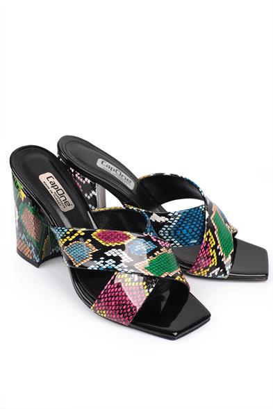 Capone Loria 015 Block Heel Blunt Toe Women Multicolored Sandals image 3