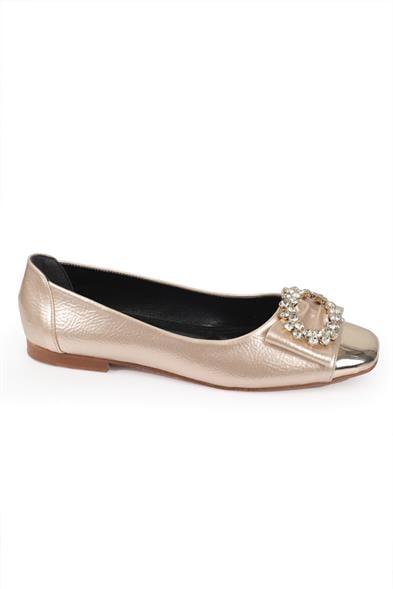 Capone 058 Women Gold Cristal Embellished Ballet Flats image 4