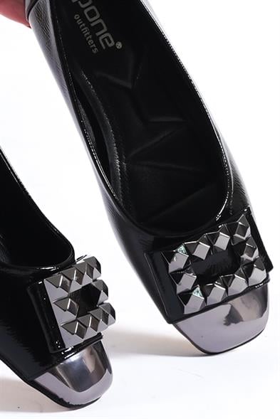 Capone Agata 070 Women Black Metalic Bouckle Ballet Flats image 2