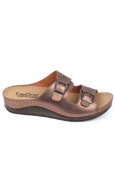 Capone Jaclin 107009 Women Copper Double Starps Slide Comfort Anatomical Sandals image 4
