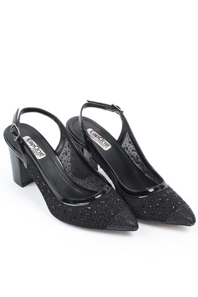 Capone Nona 145 Block Heel Cristal Embellished Slingback Women Black Shoes image 5