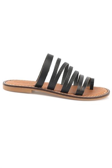 Capone Lyssa 5555 Genuine Leather Toe Thong Women Black Sandals image 4