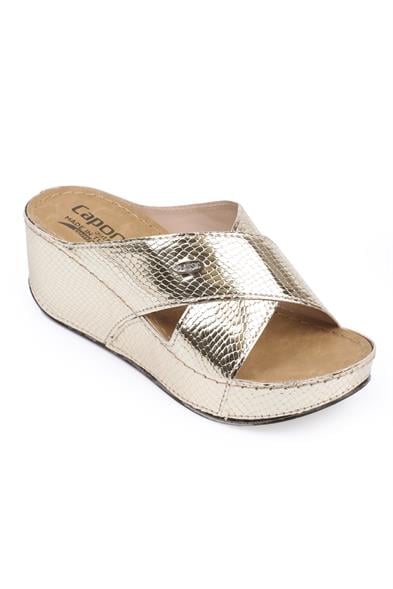 Capone Kaja 6175 Women Gold Platform Cross Band Sandals